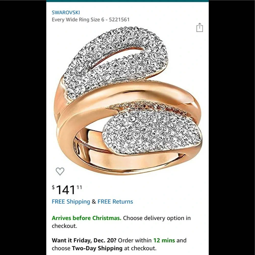 Swarovski Rose Gold and Crystal Pave Double Band Ring